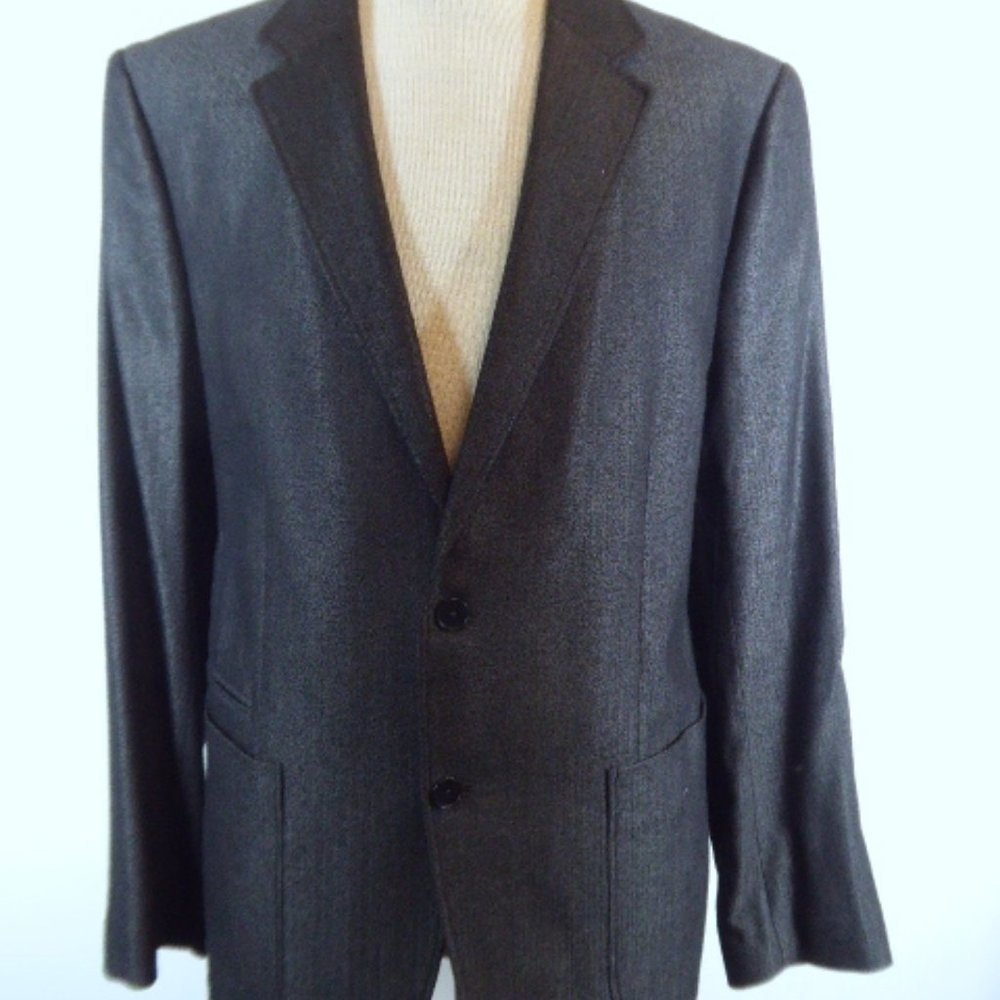New Theory Solid Gray Wool Stretch Two Button Bla… - image 1